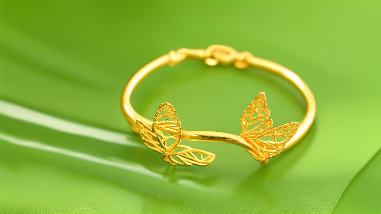 蝴蝶结金手镯图片